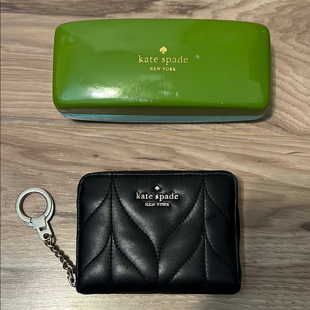 Kate Spade Black Quilted Keychain Wallet and Eyeglass case